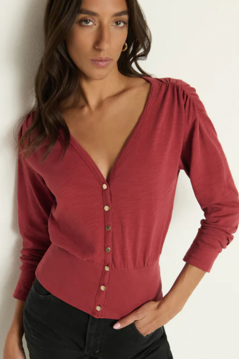 Colette Cardigan Top- Russet