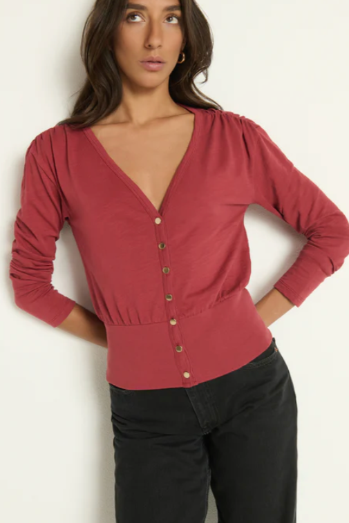 Colette Cardigan Top- Russet