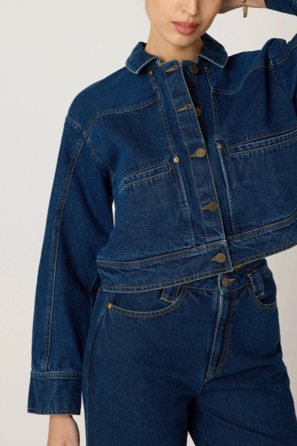 Clarke Denim Cape Jacket- Dark Wash