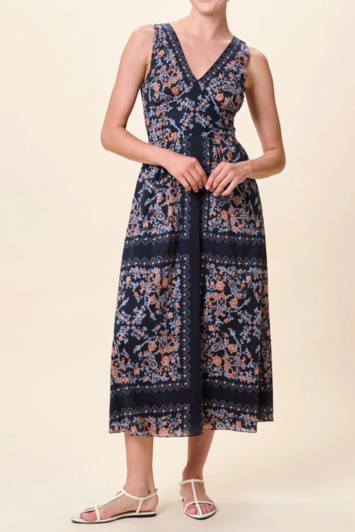 Constance Ankle Dress- Dark La Ramos Print