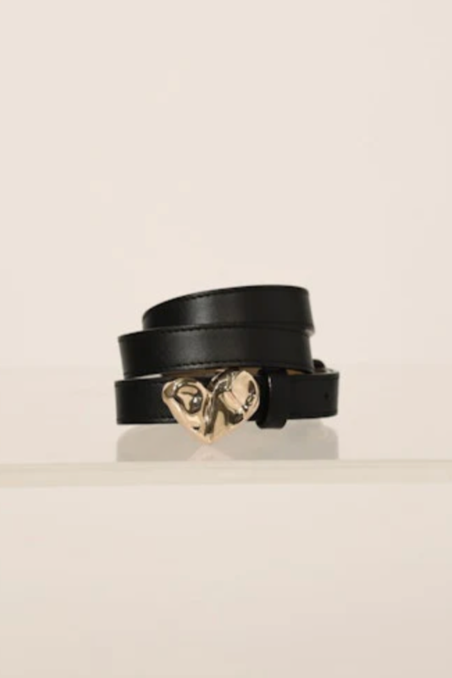 Corazon Leather Belt- Black with Gold