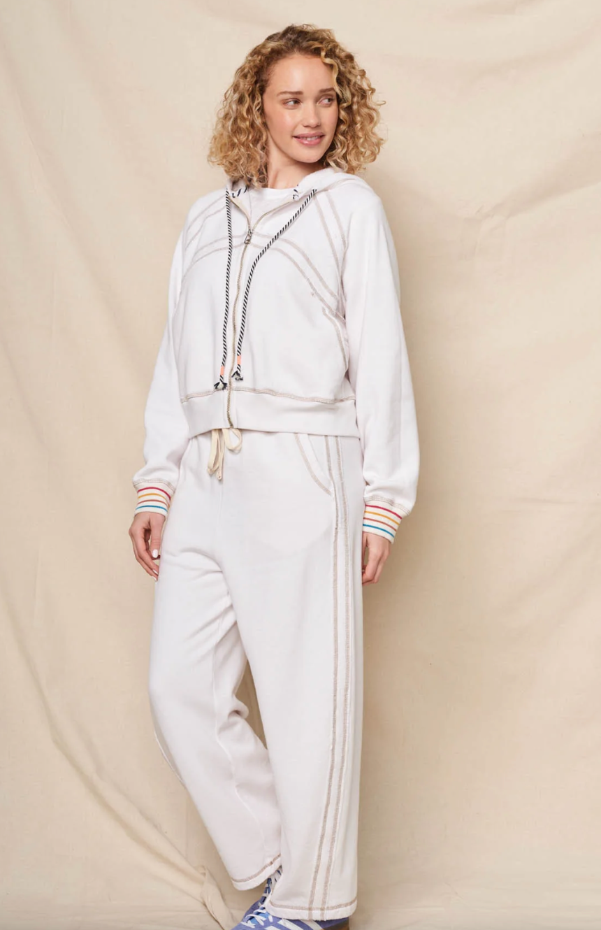Raw Seamed Wide Leg Sweatpant- Oyster