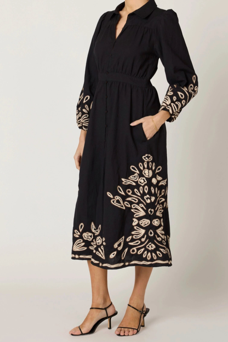 Elyse Midi Dress- Black/Ivory