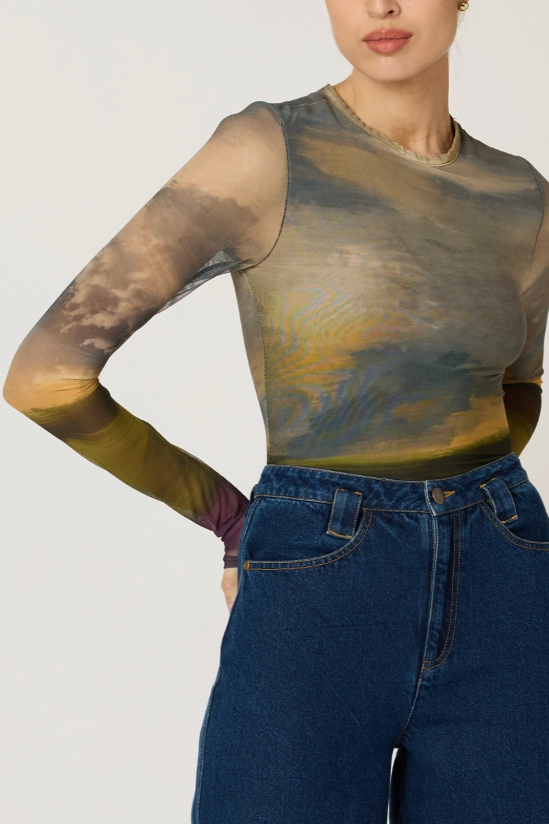 Dawn Mesh Top- San Bartolo Print