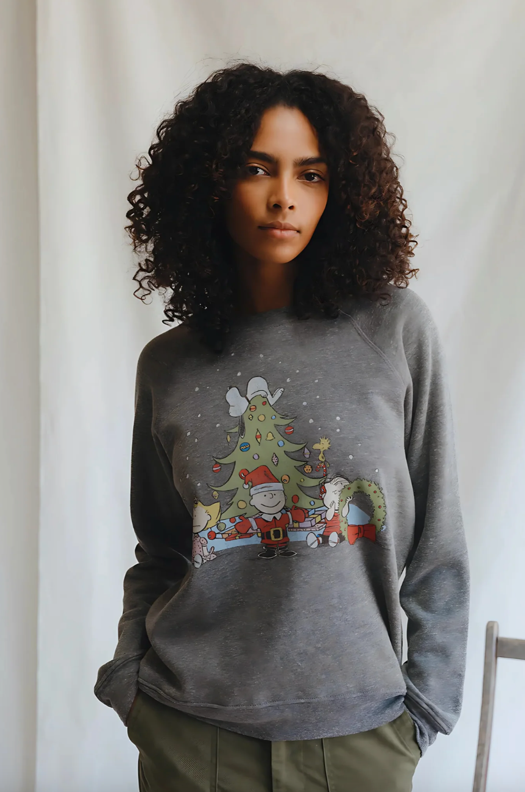 Peanuts Charlie Brown's Christmas Sweatshirt- Heather Grey