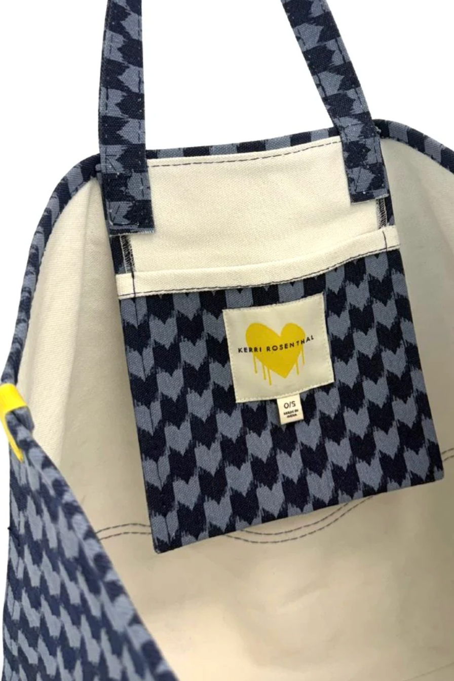 KR Heart In Check Tote- Light Blue-Mid Blue