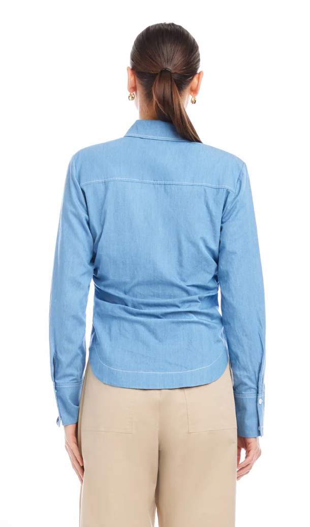 Norlyn Side Shirred Shirt- Chambray