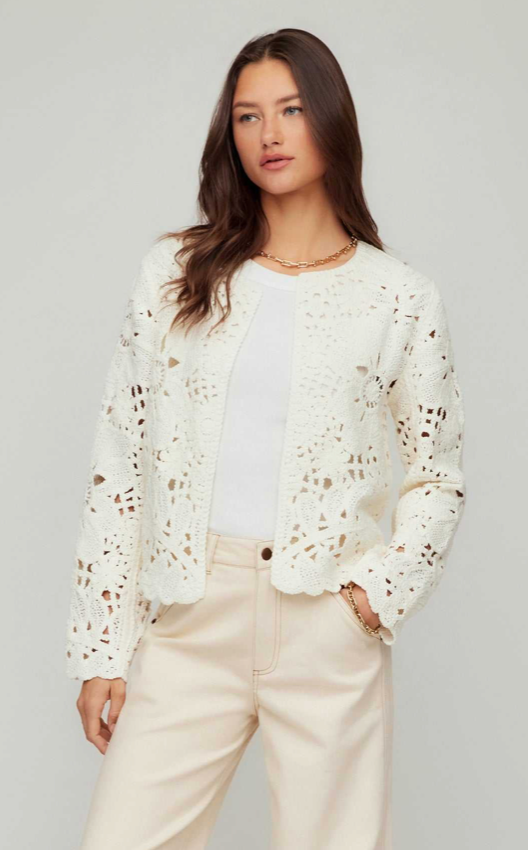 Emery Crochet Jacket- Cream