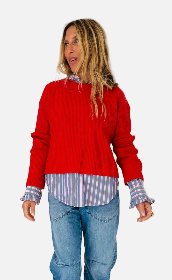 Brooklyn Sweater- Washed Red
