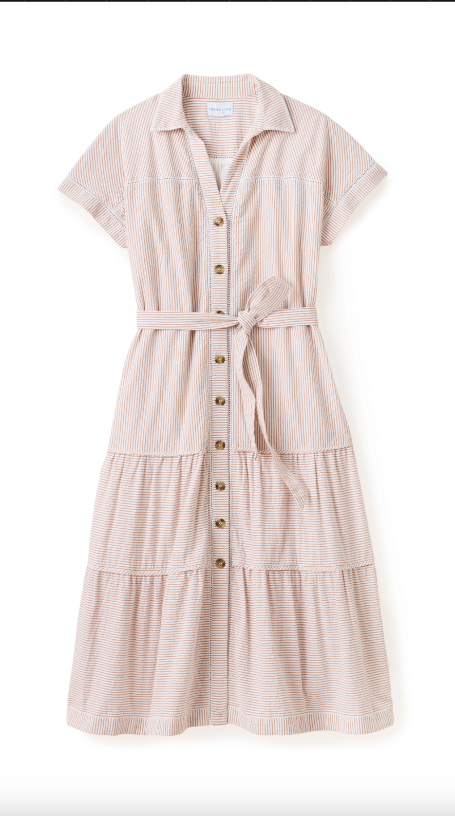 Adriana Shirt Dress- Camel Stripe