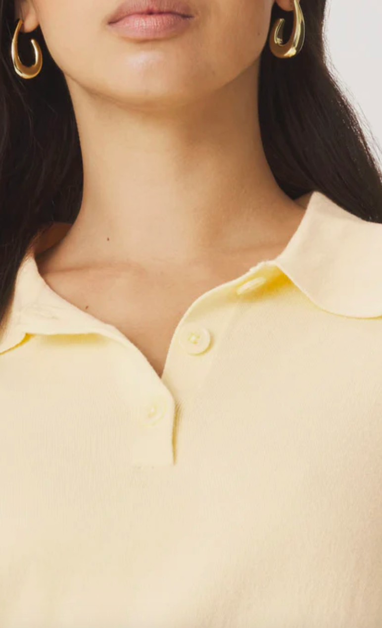 Christa Polo Short Sleeve Sweater- Honeysuckle