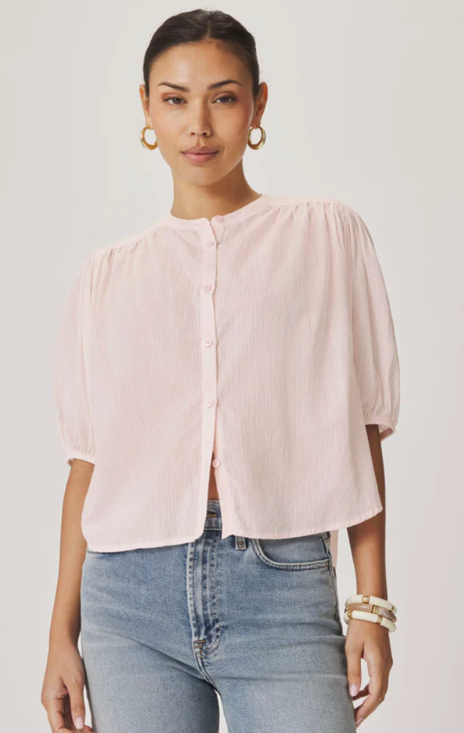 Madelyn Seersucker Top- Rose Petal