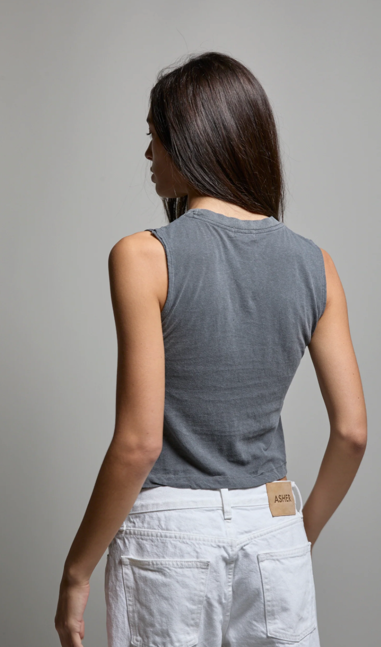 Maya Muscle Tank in Vintage Black