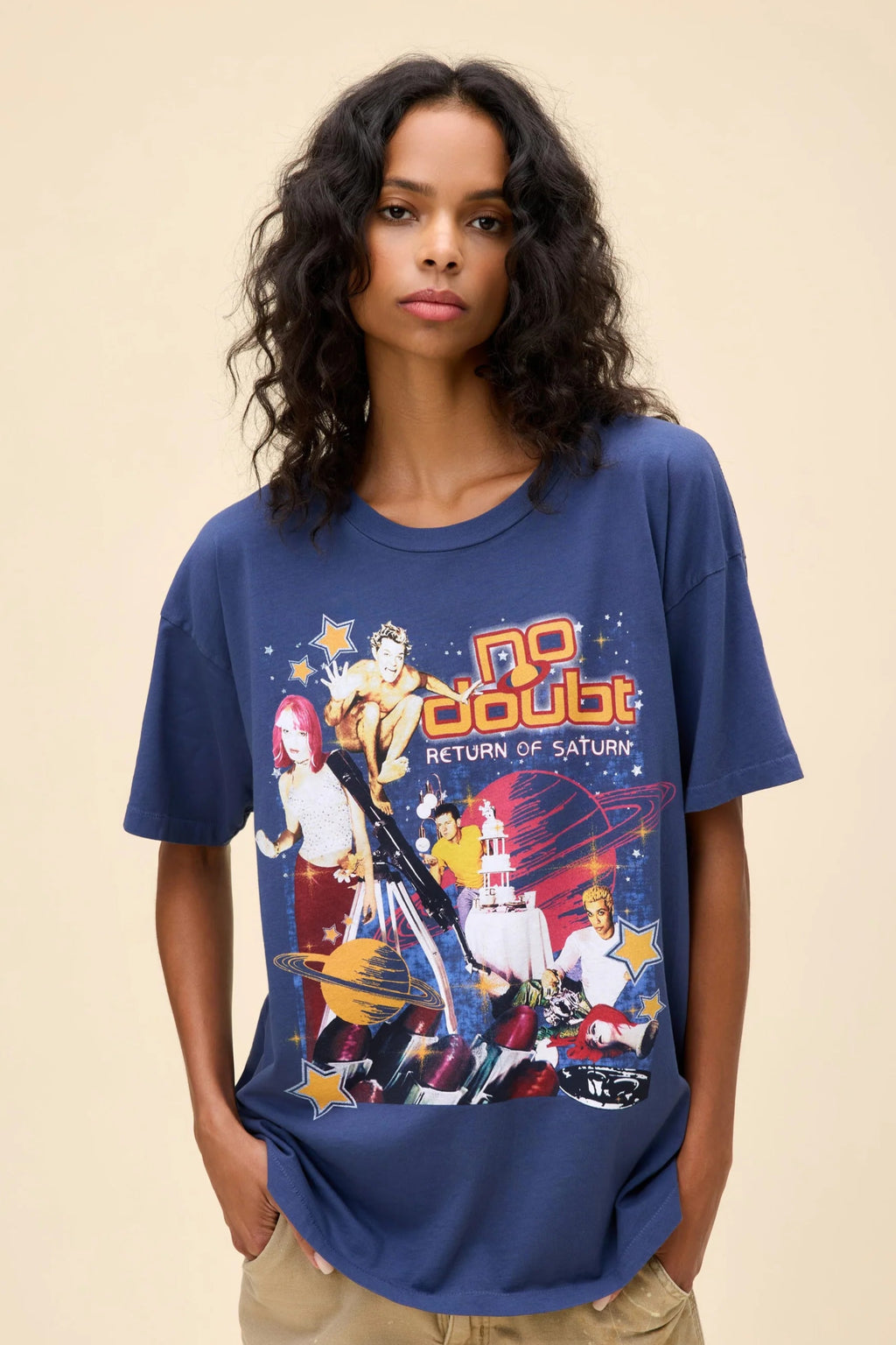 No Doubt Return of Saturn Collage Merch Tee- Washed Indigo