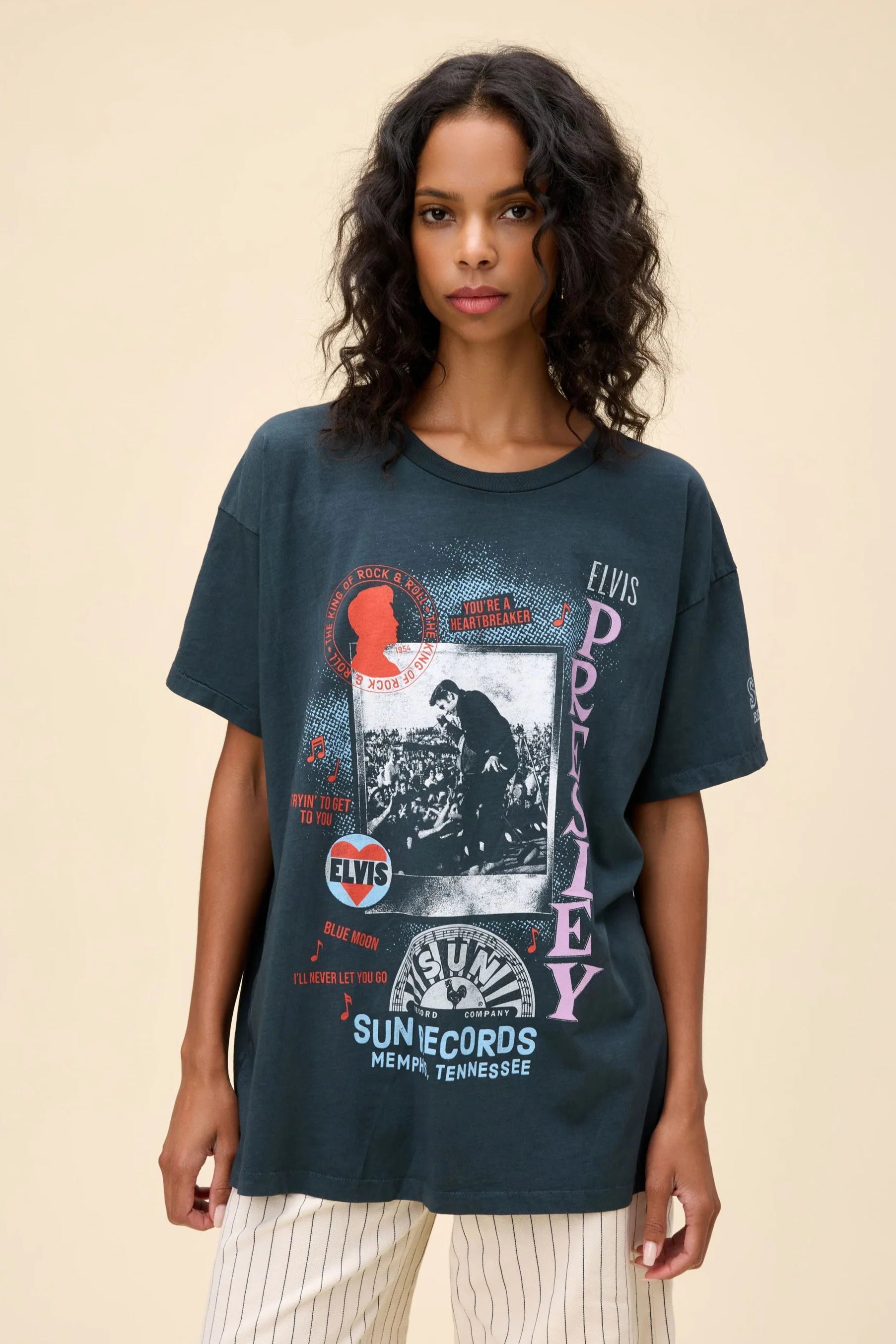 Sun Records Elvis Polaroid Collage Merch Tee- Vintage Black