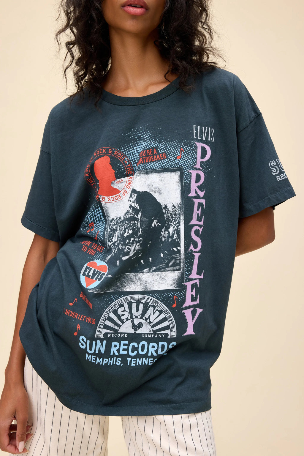 Sun Records Elvis Polaroid Collage Merch Tee- Vintage Black