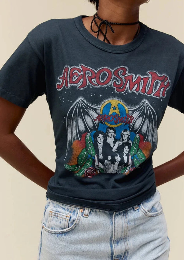 Aerosmith Back in the Saddle Ringer Tee- Vintage Black