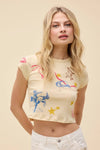 Western Flash Pointelle Tee- Better Yellow