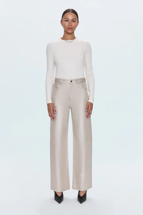 Tate High Rise Bowed Leg Jean- Champagne Luster