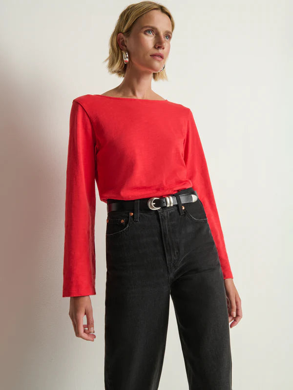 Tavin Tie Back Top- Poinsettia