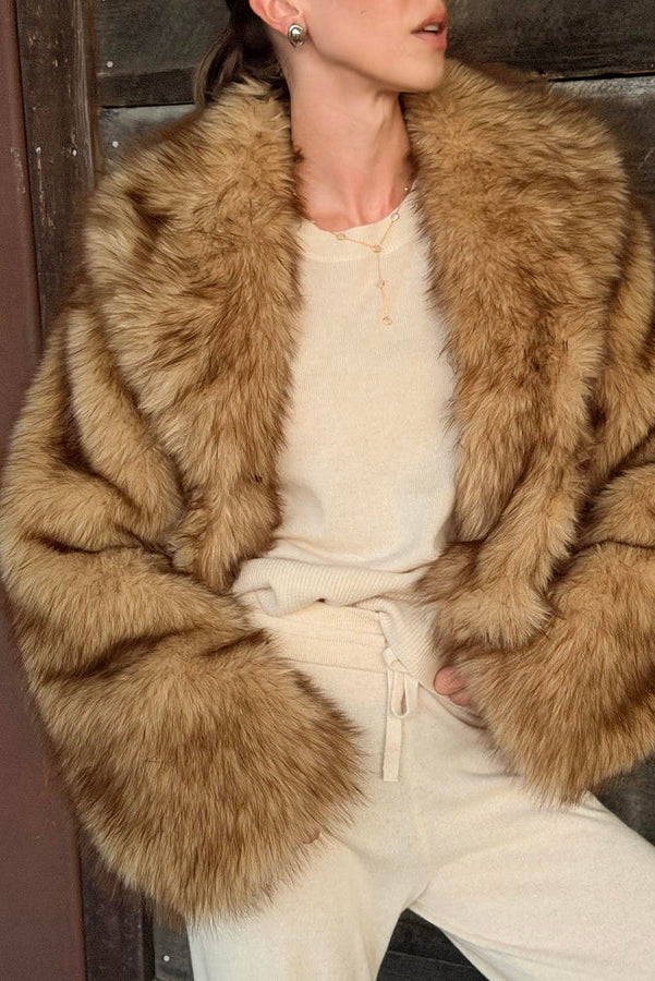 Lucianna Faux Fur Jacket in Brown