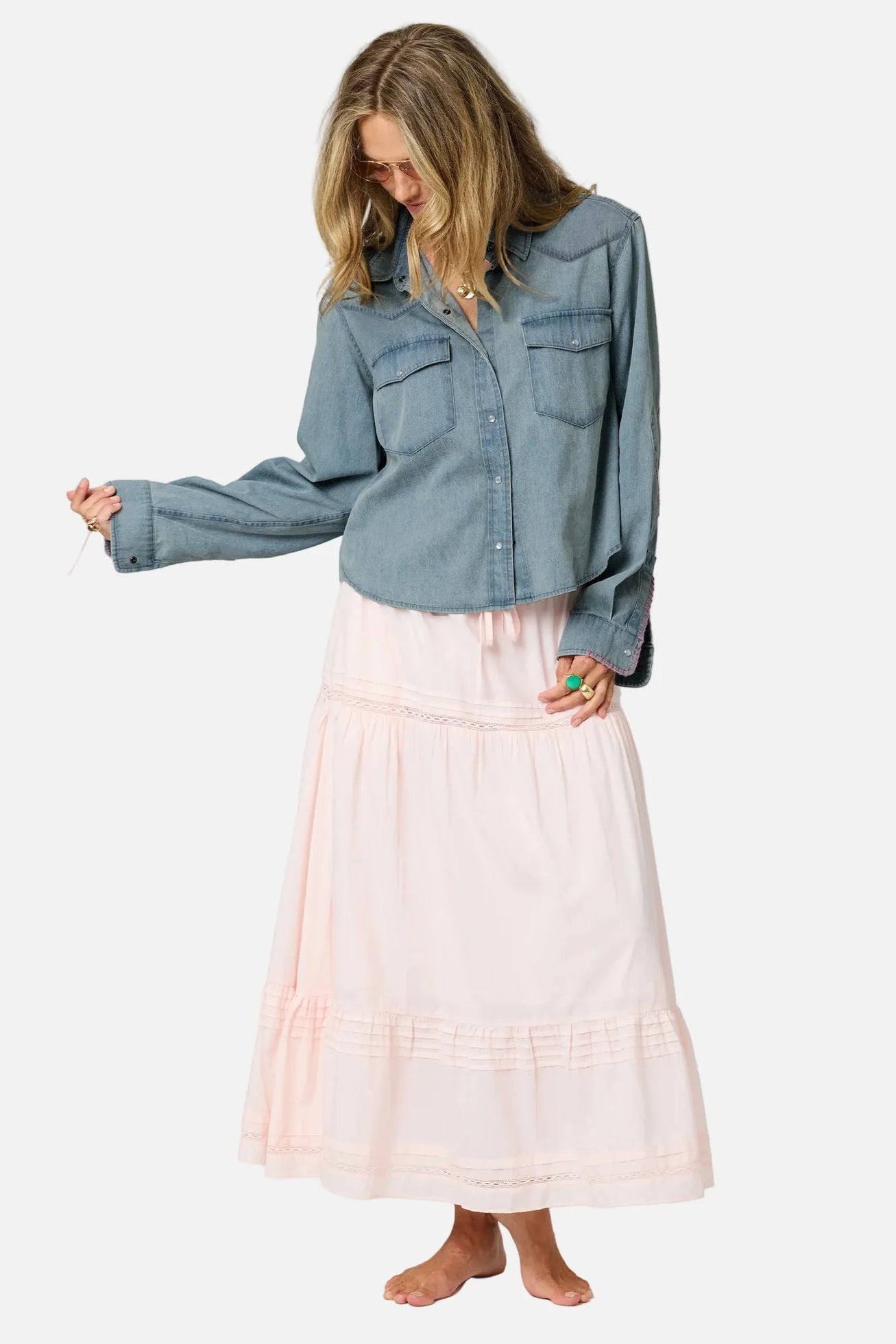 Vacance Pintuck Skirt- Sugar Pink