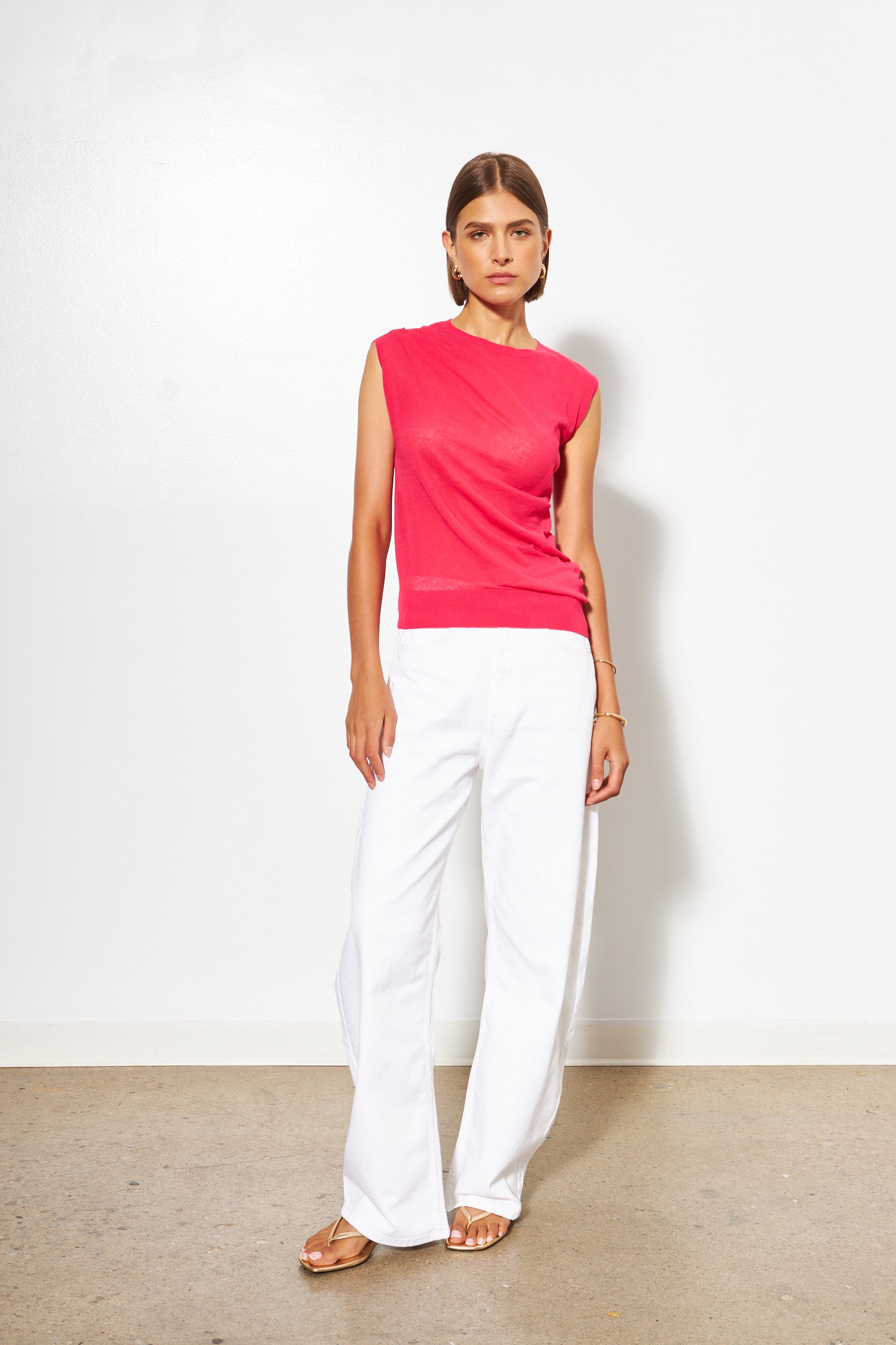 Blair Sheer Mock Neck Blouse- Dahlia