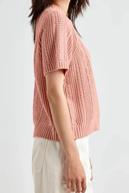 Lizzie Short Sleeve Sweater—Rose Heather