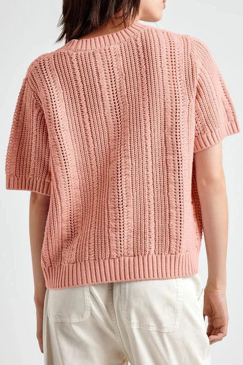 Lizzie Short Sleeve Sweater—Rose Heather