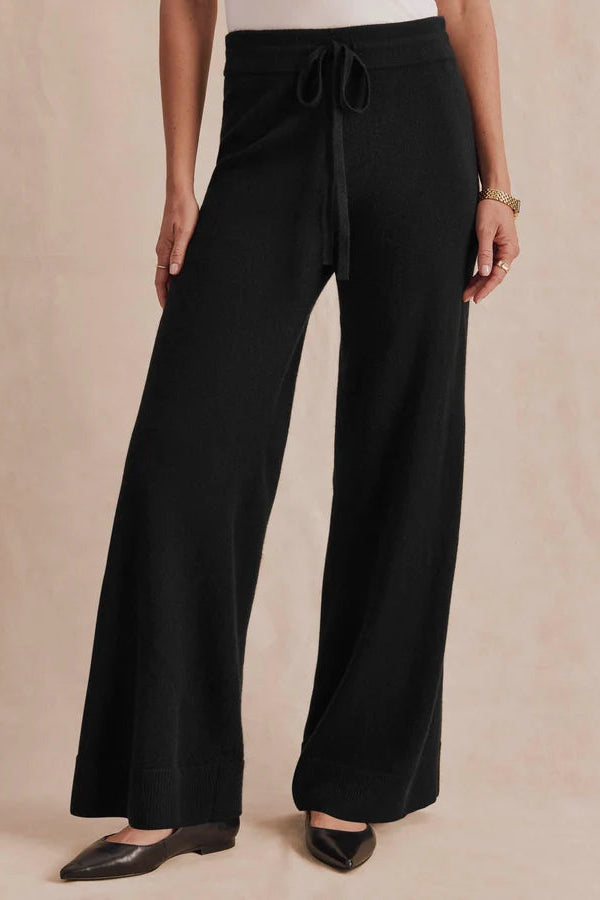 Tori Cashmere Wide Leg Pant in Black