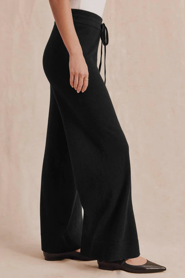 Tori Cashmere Wide Leg Pant in Black