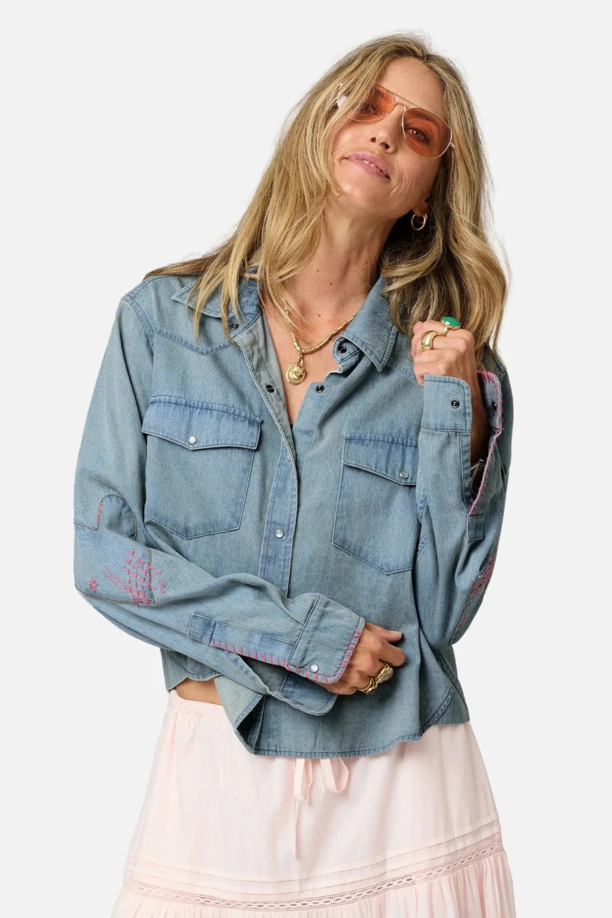 Western Pia Denim Shirt- True Denim