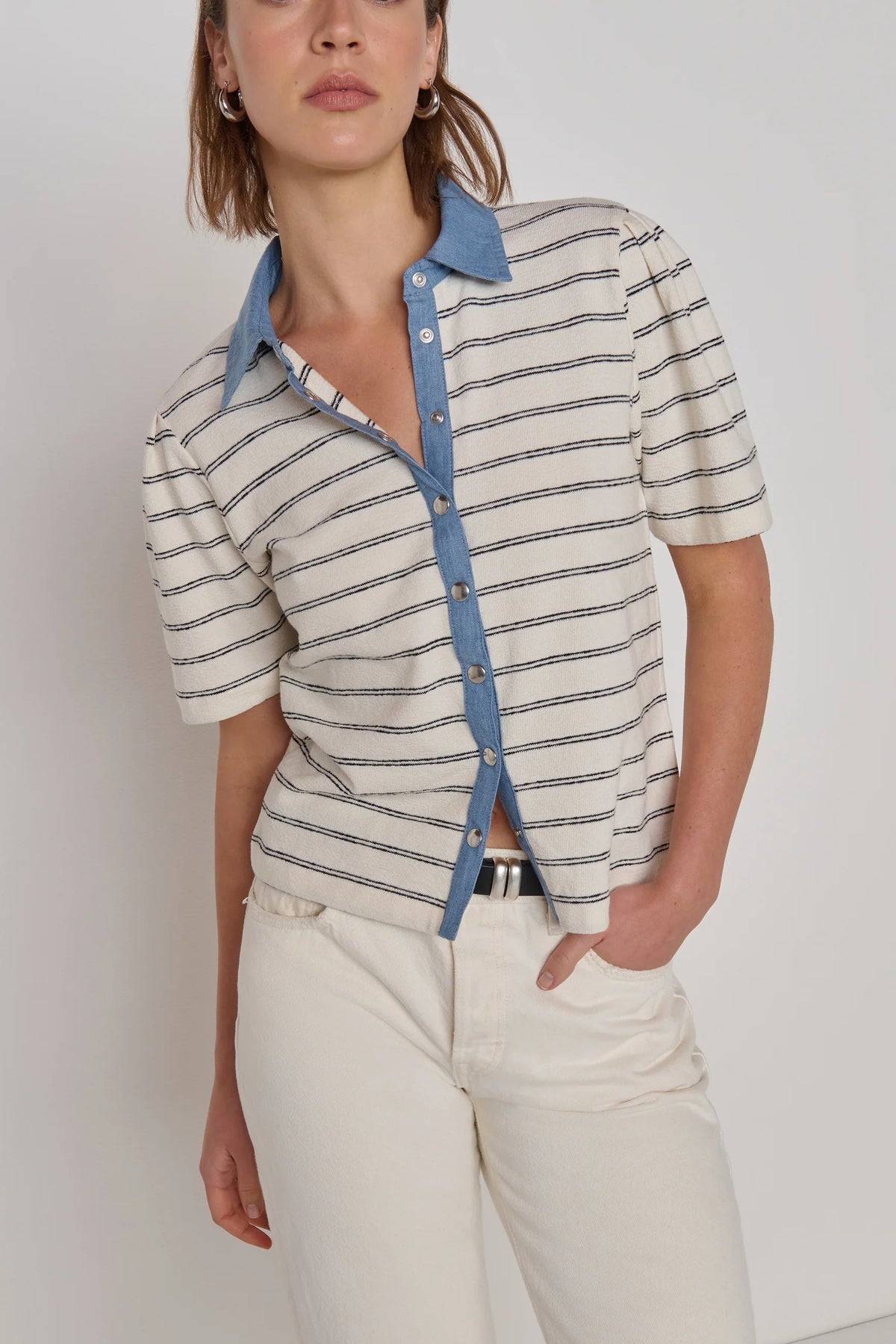 Zoe Snap Top in Tuscany Stripe