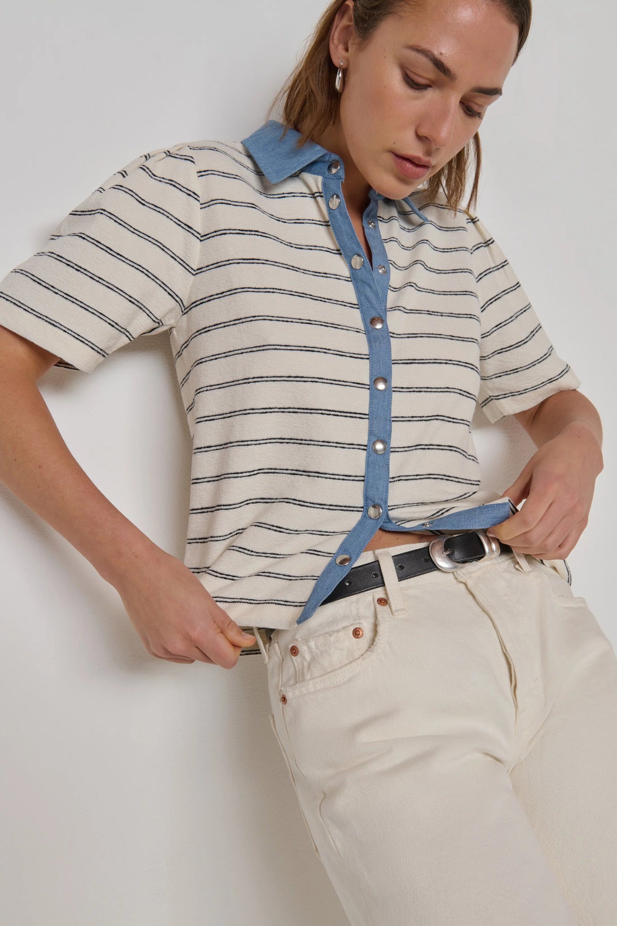 Zoe Snap Top in Tuscany Stripe