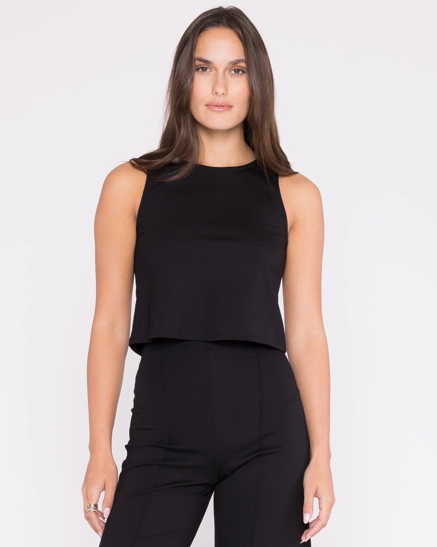 Ponte Knit Tank Top- Black