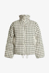 Eugene Check Short Puffer Coat- Egret Check