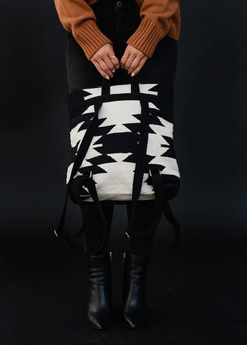 Cream and Black Aztec Backpack