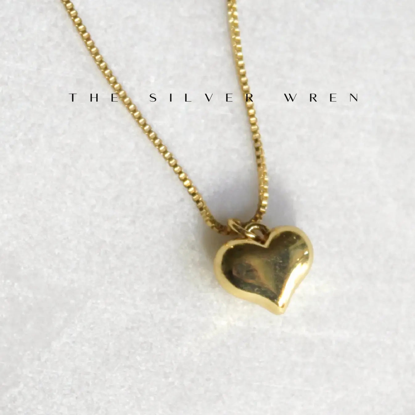 Dainty Puffy Heart Necklace- Gold