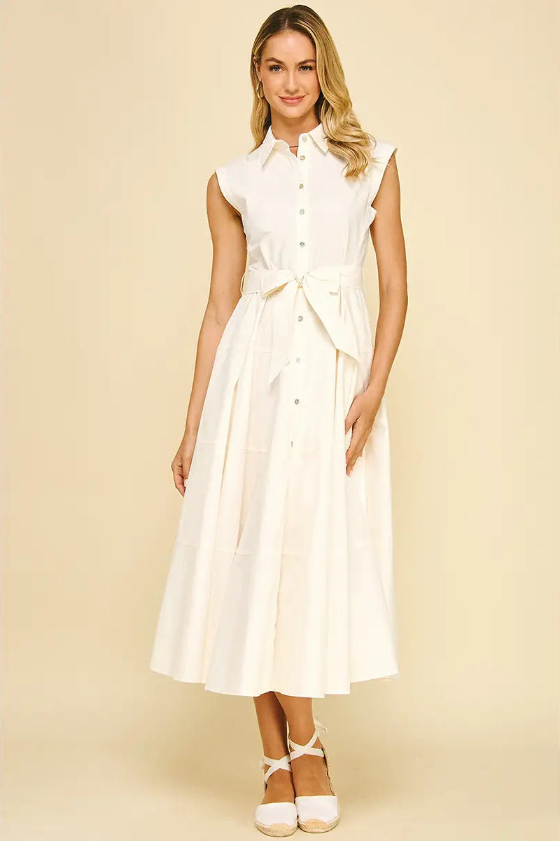 Button Down Maxi Dress- Milk White