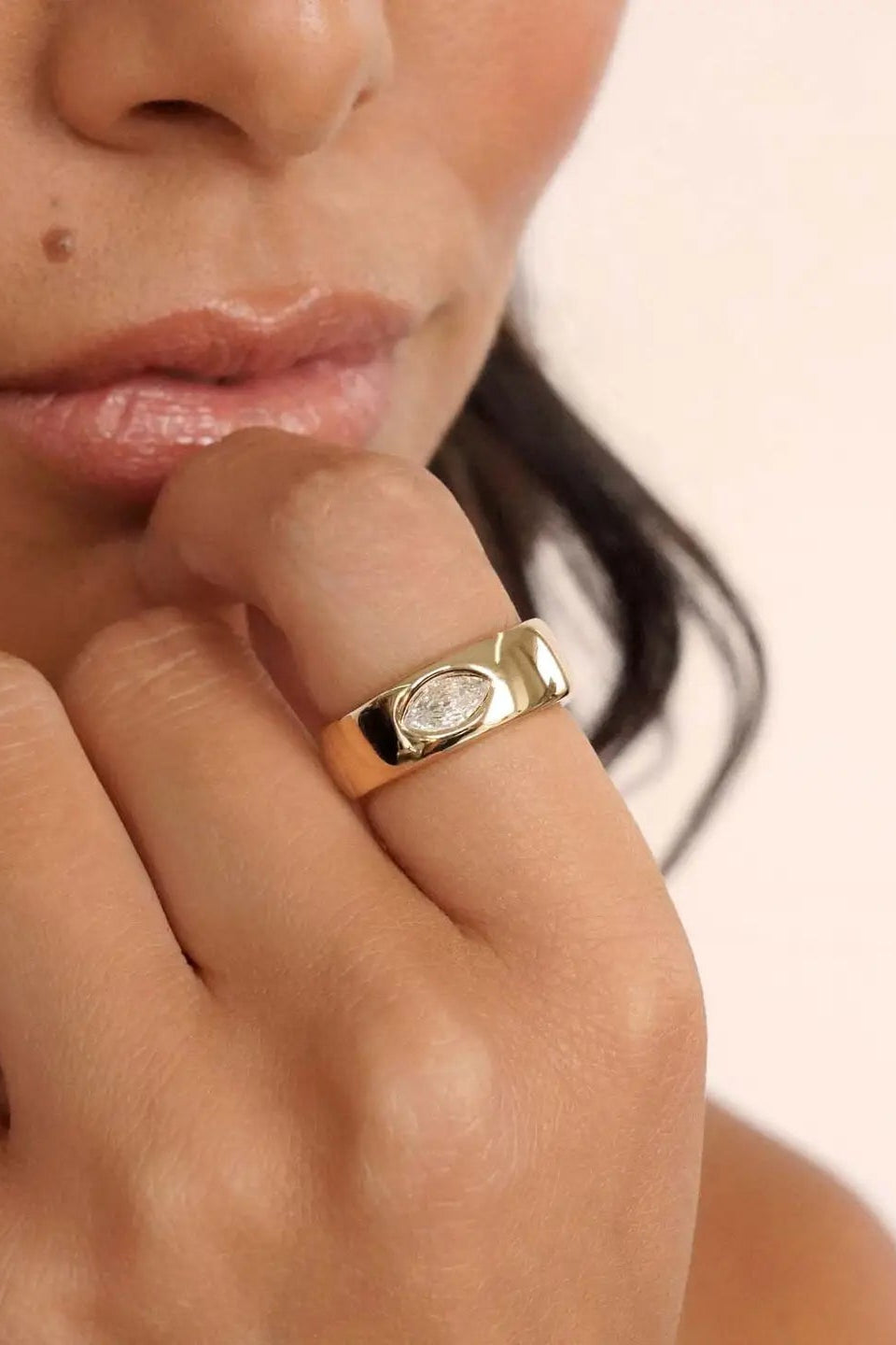 Marquise Cut Treasure Ring in Clear Crystal with 18k Gold Plating