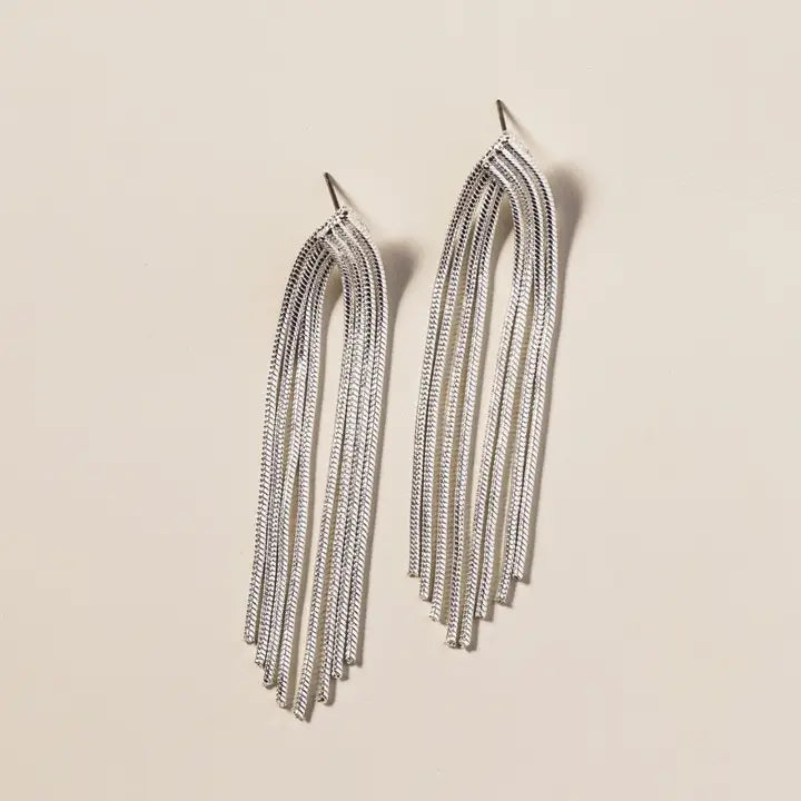 Silver Waterfall Chain Earrings