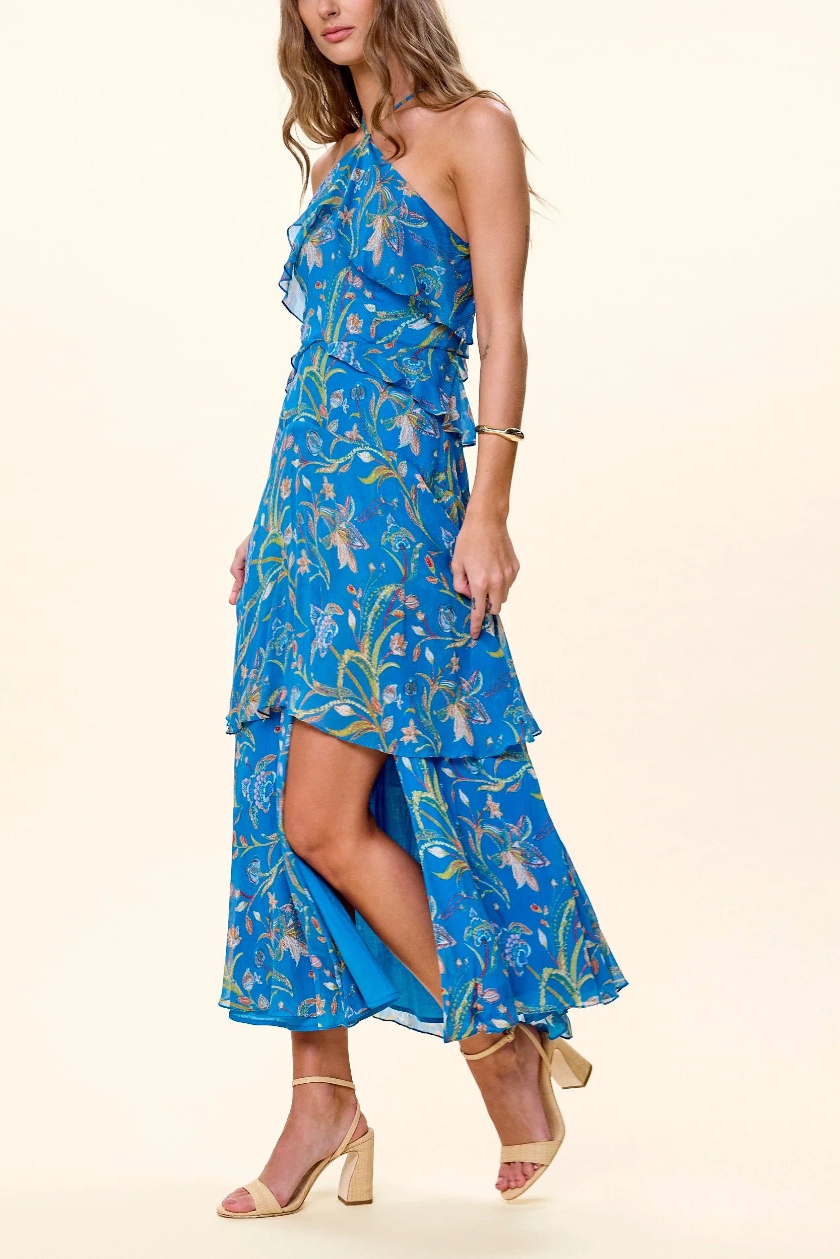 Aphrodite Ankle Dress- Blue Floralbella