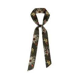 Forest Silk Twilly Skinny Scarf- Forest Green