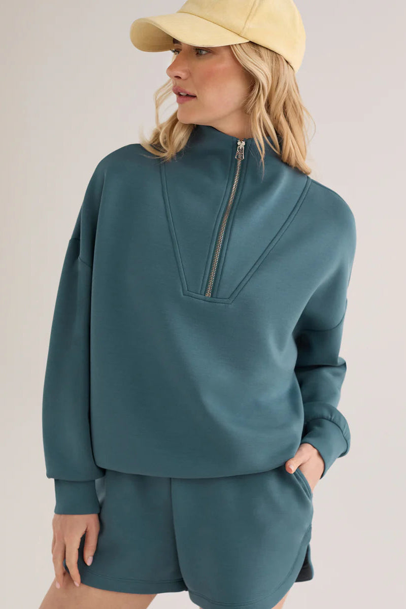 Hawley Half-Zip Sweat-Mallard Blue