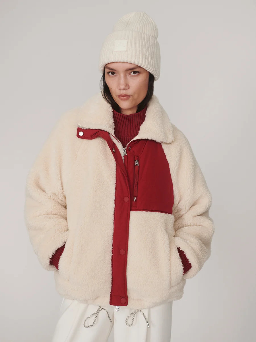 Kalyn Sherpa Jacket in Sandshell/Rumba Rose