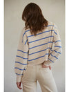 Stripe Crewneck Sweater- Blue/Oatmeal