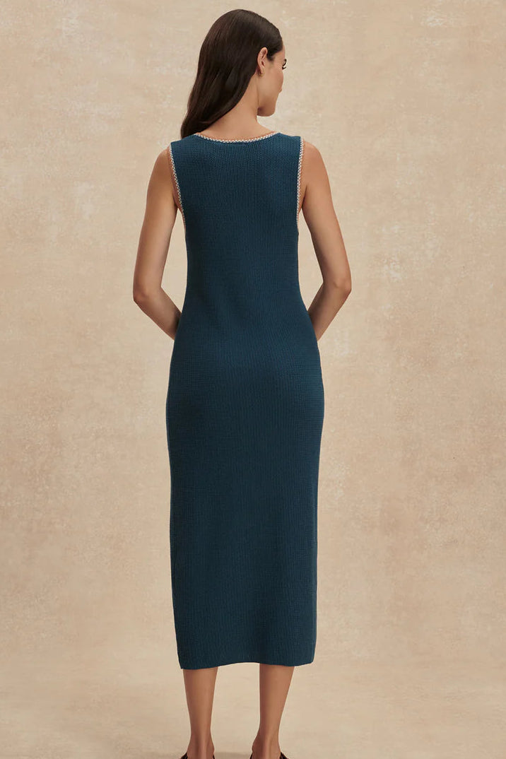 Mikel Knit Dress- Heron Blue