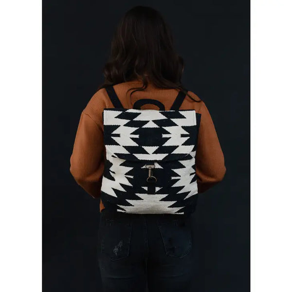 Cream and Black Aztec Backpack
