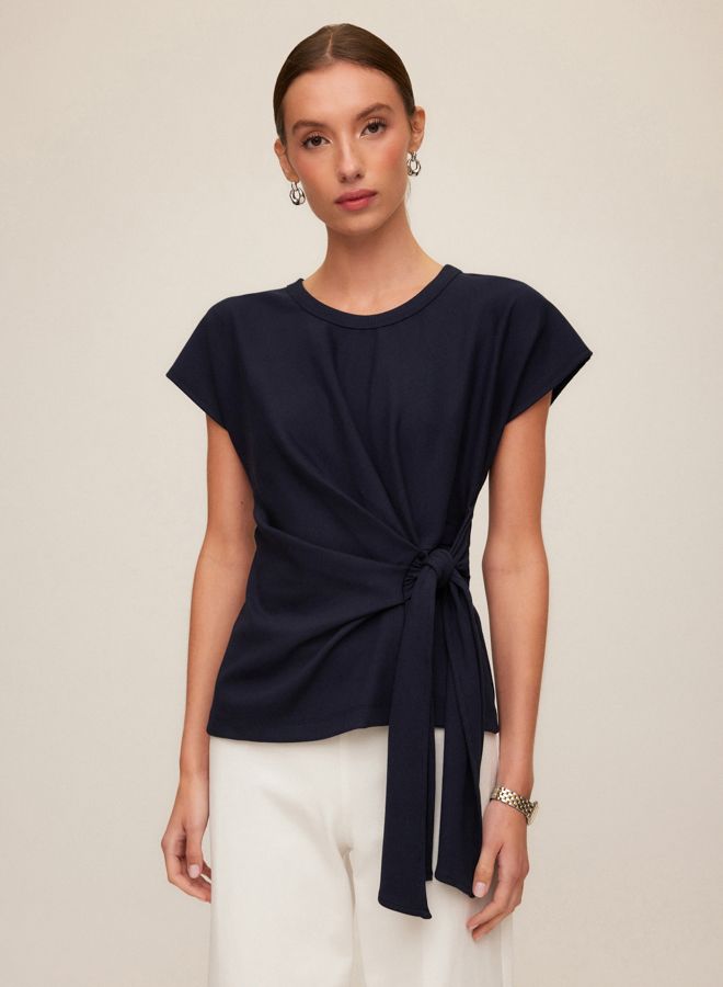 Greta Side Knot Top- Navy