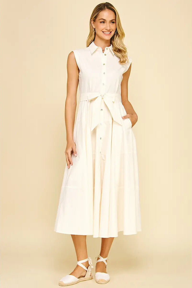Button Down Maxi Dress- Milk White